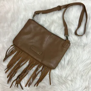 Lucky Brand Brown Leather Boho‎ Fringe Crossbody Bag Shoulder Handbag Purse thumbnail 1