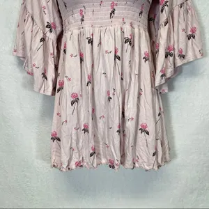 Free People Lana Off The Shoulder Floral Top in Cloud Berry Combo‎ Size S thumbnail 6