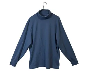 L.L.Bean Turtleneck Top Women Large Blue 100% Cotton Long Sleeve 187357 thumbnail 1