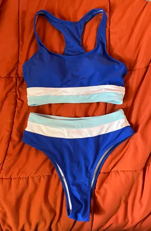 Blue And White Striped Bikini Set thumbnail 1