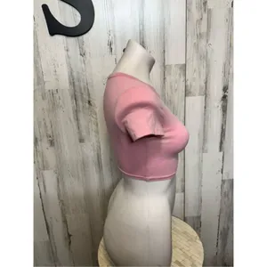 H&M Divided Pink Cropped Short Sleeve Tee Womens Size XS Crew Neck Basic Baby T thumbnail 3