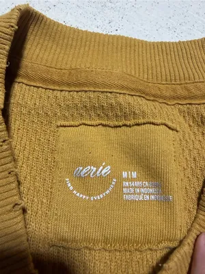 Aerie Mustard Waffle Crewneck Sweater sweatshirt medium thumbnail 8