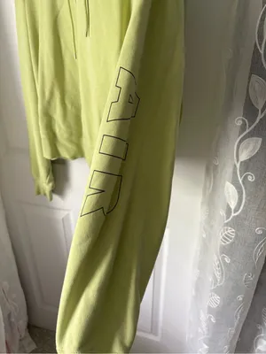 Nike Air logo Women Lime Fleece Hoodie cropped pullover minor stain plus size 2X thumbnail 3