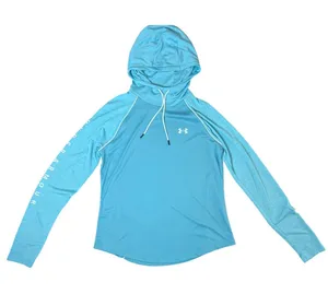 Under Armour Logo Velocity Heatgear Hooded Blue Pullover Top MEDIUM Sportswear‎ thumbnail 1