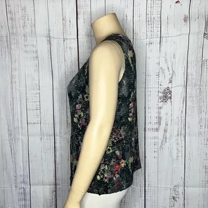 Avenue Stretch NWT 26/28 Abstract Floral Print Crinkle Stretchy Tank Top Blouse thumbnail 2