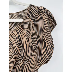Vintage Toska Hi-Lo Dress Brown Black Leaf Print Summer Short Sleeve Casual Sz L thumbnail 6