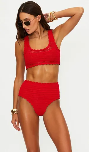 BEACH RIOT Kirby Bottom Ruby Crochet, Size Large , $138 thumbnail 1