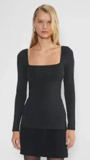Aritzia Original Contour Square Neck Long Sleeve Top Dark Gray size Medium thumbnail 1
