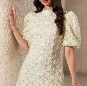 Floral Beige Formal Dress White Size XS thumbnail 1