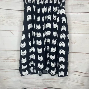 A.U.W. • Black Mini Dress • Cat Print • Medium • Padded • White Cats thumbnail 6