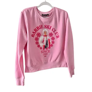 Barbie Sweatshirt Ski Club 1959 Size Large Pink Crewneck‎ Graphic Cropped NEW thumbnail 7