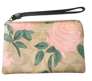 Coach Pink Rose Floral Wristlet Wristlet Purse F26291 thumbnail 1