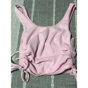 Hollister Must-Have Collection Pink Ribbed Ruched Side Tie Crop Tank Top Small thumbnail 4