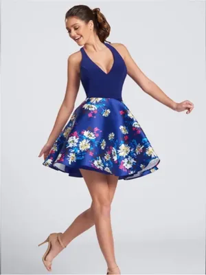 ellie wilde by Mon Cheri in ROYAL BLUE/MULTI Homecoming Dress Style #: EW21709S thumbnail 3