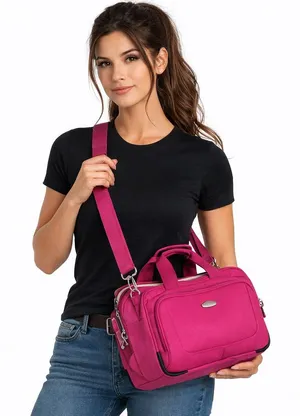 Ricardo Beverly Hills Magenta Crossbody Tote Laptop Purse Bag for Women thumbnail 1