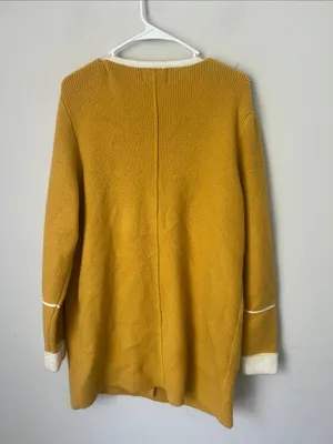 Anthropologie La Fee Verte Mustard Yellow Open Front Cardigan Coat sz L ✔️ thumbnail 7