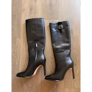 PAIGE Hazel Black‎ Leather Knee Heel Boots Size 7.5 thumbnail 2