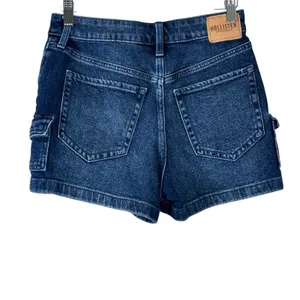 Hollister Ultra High Rise Mom 3" Shorts Womens 26 Dark Wash Utility Cargo thumbnail 4