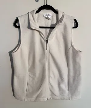 Chadwicks White Ivory Sherpa Fleece Zip-up Vest - Size Large thumbnail 1