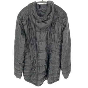 Athleta Goose Down Jacket Black XL‎ Hooded Packable Puffer GUC Mended Hole thumbnail 6