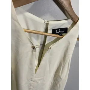 Lulus Near or Bar Dress Small Cream Gold Bar Detail V-Neck Mini Cocktail Party thumbnail 4