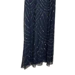 Adrianna Papell Navy Blue Sleeveless Blouson Beaded Cocktail Formal Gown Size 6 thumbnail 7