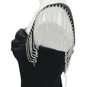 NEW JJ's House Black Velour Velvet Jeweled Fringe Holiday Mini Bodycon Dress L thumbnail 7