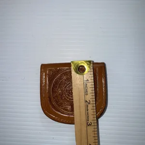 Vintage 3" Stamped/ Tooled Leather Mexican Coin Purse Wallet Brown thumbnail 6