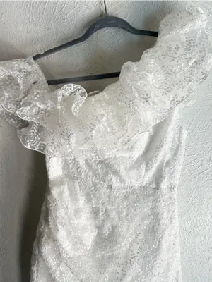 Selfie Leslie Hollyn One-Shoulder Ruffle Mini Dress White Medium NWT Bridal Rush thumbnail 4