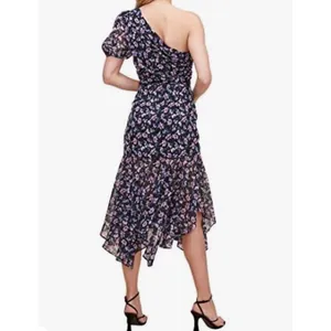 ASTR‎ The Label dress midi floral black one shoulder Adriana drop waist size s thumbnail 2