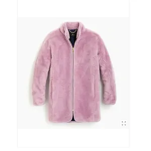 J.Crew Zip-Up Teddy Fleece Coat Jacket Purple Wisteria Cozy Scandi Soft Size S thumbnail 2