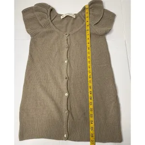 ZARAKNIT Cardigan Ruffle Sleeve Tan Size M Boho Chic Angora Wool Girlhoodcore thumbnail 3