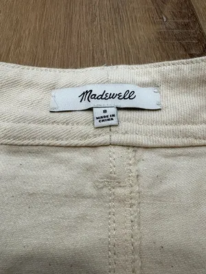 🌟 Madewell 🌟 A Line Cotton Stretch Natural Denim Mini Skirt Cream Sz 8 thumbnail 3