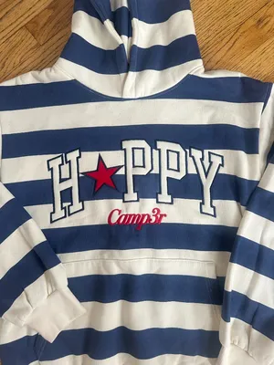 🩵 Happy Camp3r Indigo Stripe Hoodie 🩵 BRAND NEW thumbnail 2