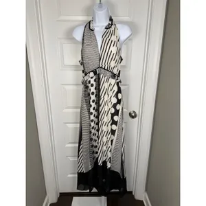 Anthropologie Maeve Halter Maxi Dress‎ Dot Stripe High Low 4 Easter Modern Boho thumbnail 2
