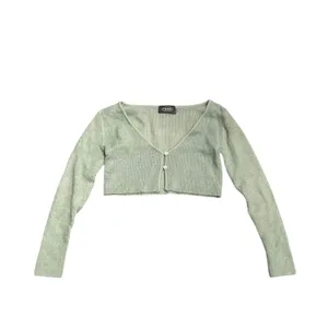 Cider Sage Green Ultra Cropped Button Knit Cardigan SZ S Slim Streetwear Y2K thumbnail 2