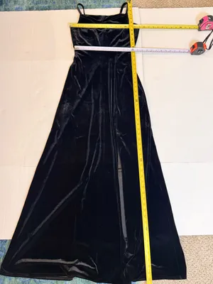 Birdy Grey Black Velvet Maxi Dress S Cowl Neck Slit Dark Romantic Gown Goth thumbnail 10