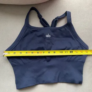 Alo Yoga Seamless Ribbed Favorite Bra Tank Navy L thumbnail 4