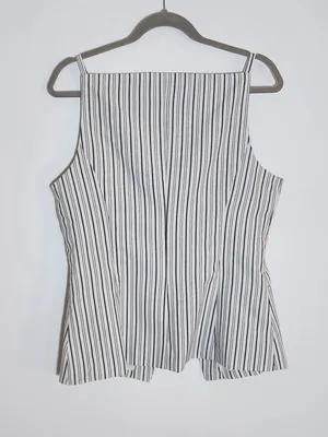 VICI Black and White Stripe Button Down Sleeveless Vest Style Top Sz Large NWOT thumbnail 5