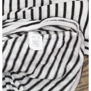 NWT Freshman Juniors Knit Striped Lace-Up T Shirt Top Black / White XL thumbnail 5