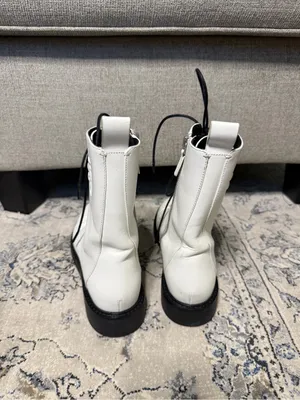 Tory Burch Double-T Combat Boot White Leather thumbnail 7