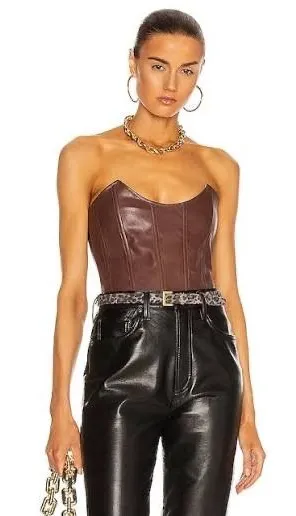 Brown Leather Corset Size L thumbnail 1