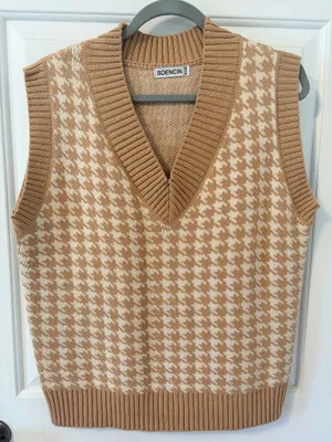 Houndstooth camel vest boutique Brown Size M thumbnail 1