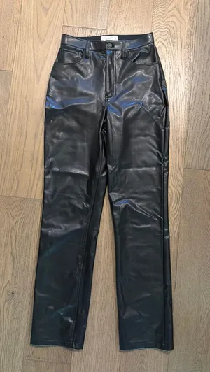Abercrombie High-Rise Leather Pants 90s Straight thumbnail 1