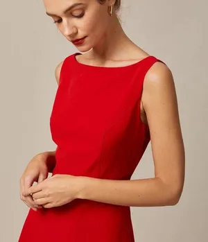 RIHOAS The Red Boat Neck High Waisted Mini Dress S thumbnail 4