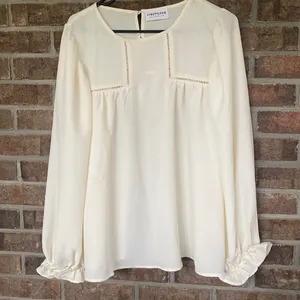 First Love Cream colored work long sleeved blouse thumbnail 1