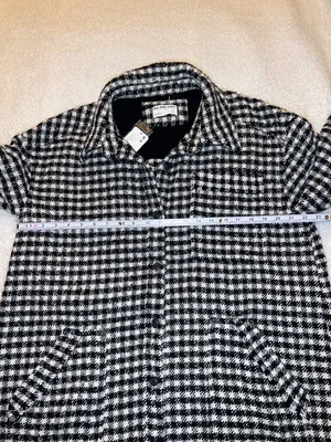 Free People "We The Free"‎ Get Around Houndstooth Shacket Black White L (NWT) thumbnail 3