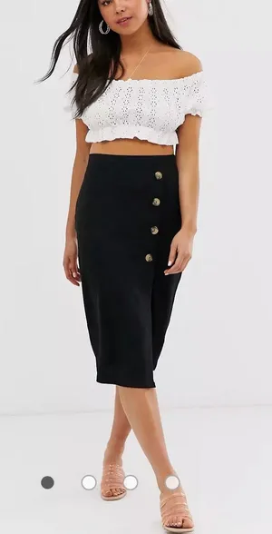 ASOS New look Black Side Button Down Midi Skirt thumbnail 1