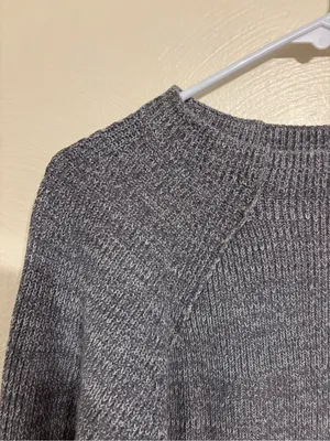 Free People Gray Marled Knit Cropped Sweater Medium thumbnail 7