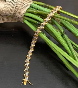PAJ BR China Gold-tone Diamond Illusion Box Clasp Double Prong X Link Bracelet thumbnail 1